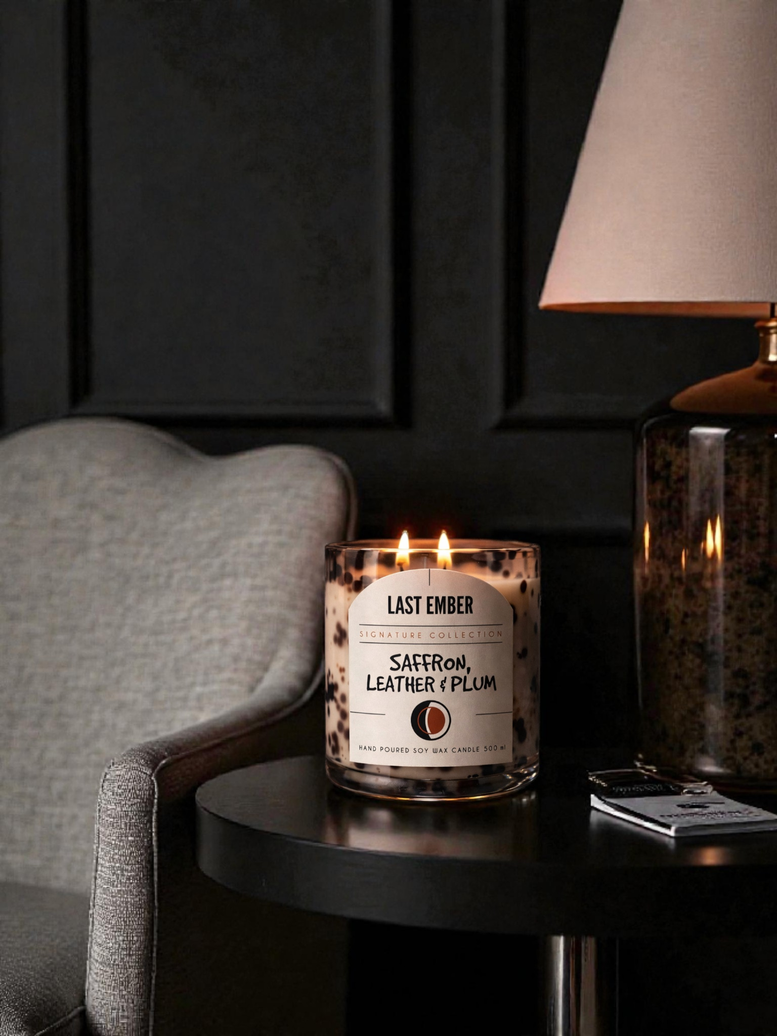 Large Scented Candle - Saffron, Leather & Plum