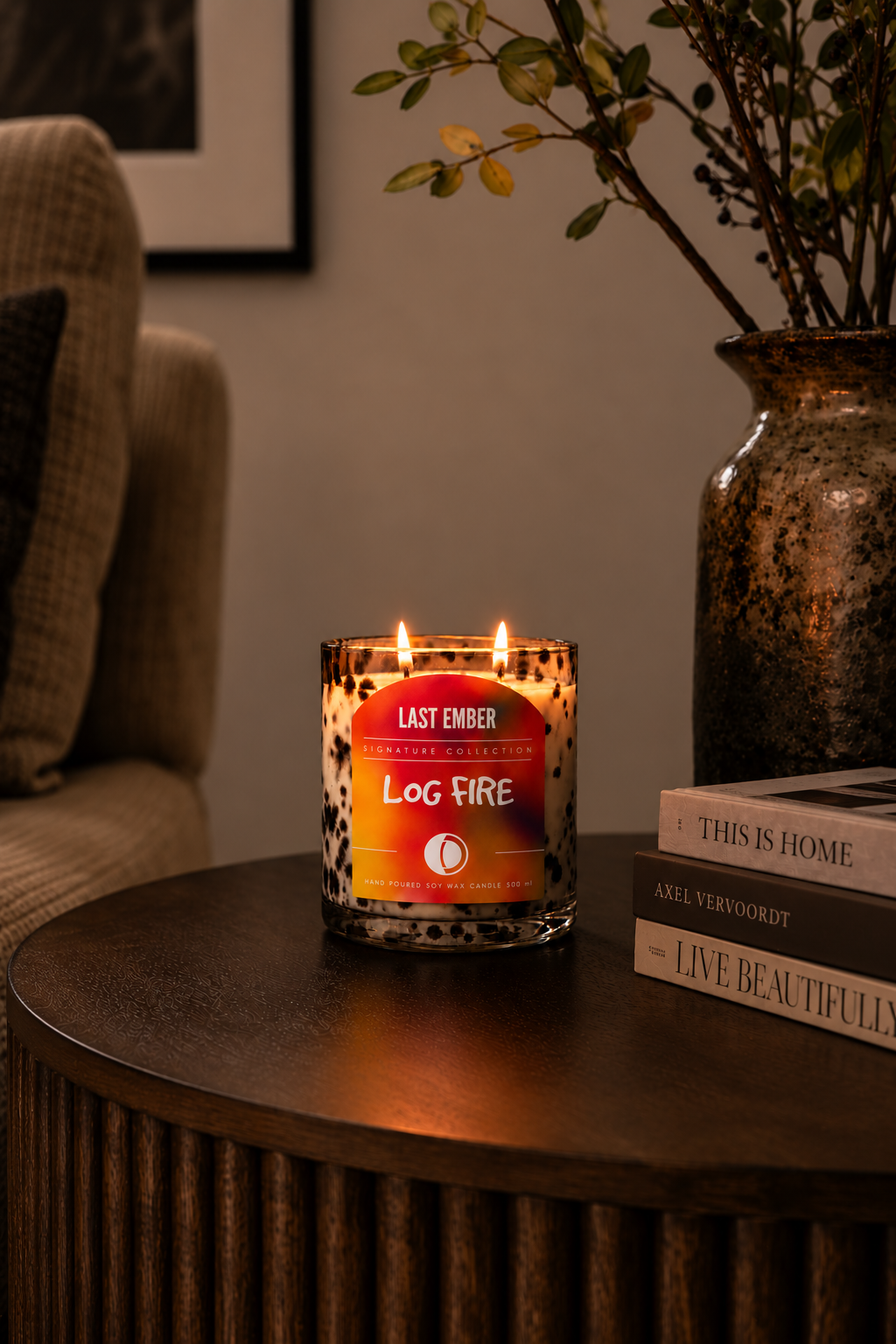 Large Scented Candle - Log Fire